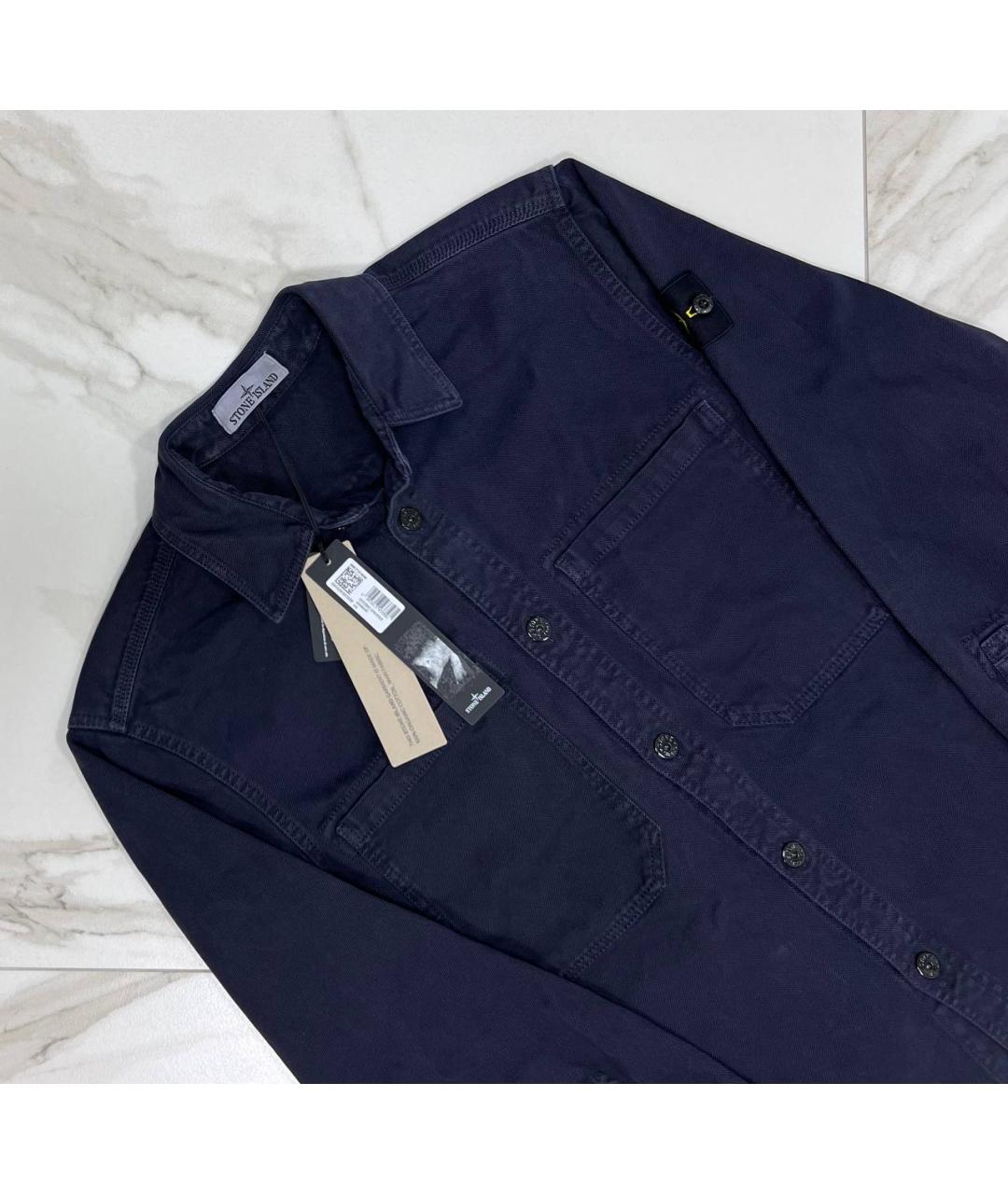 STONE ISLAND Темно-синяя хлопковая кэжуал рубашка, фото 2
