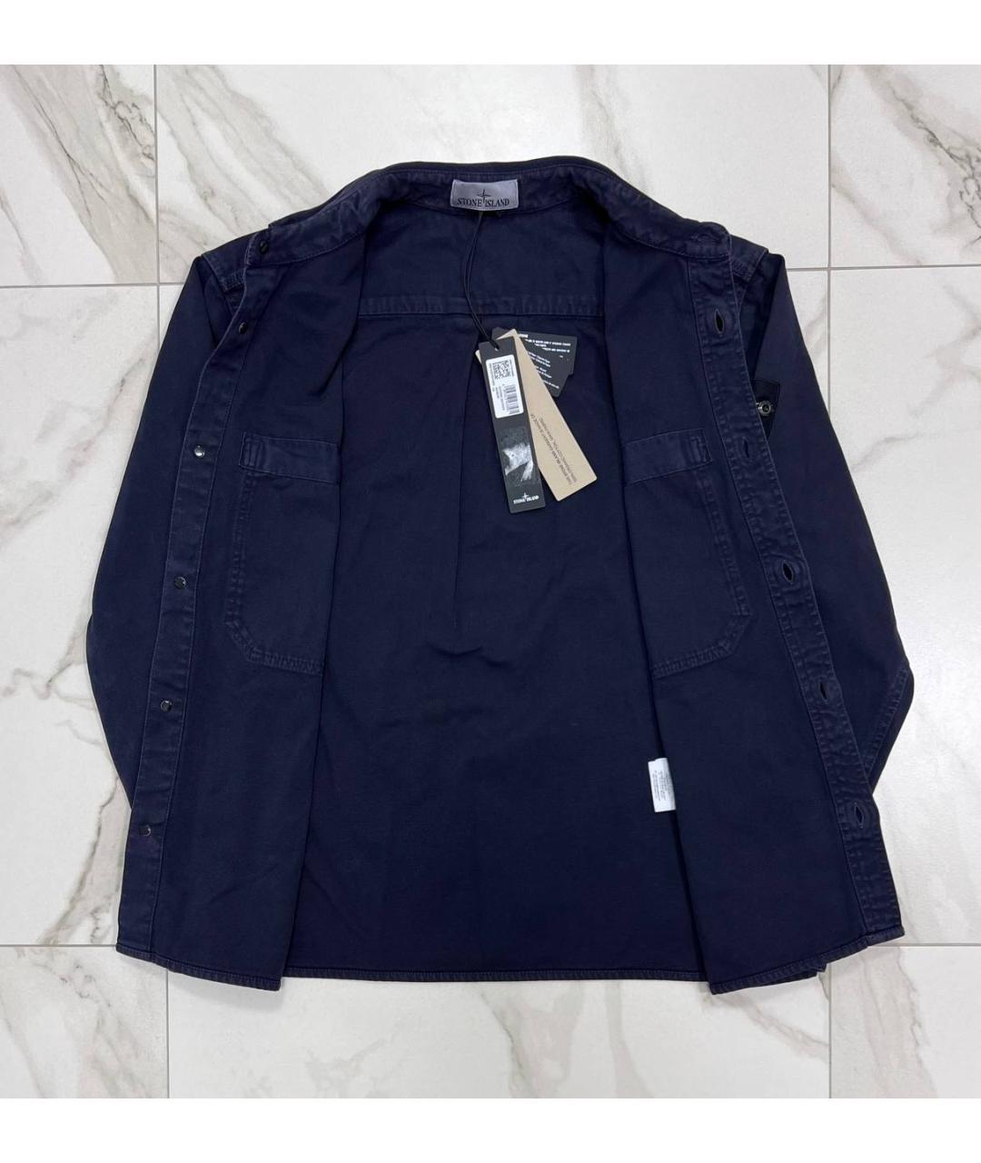 STONE ISLAND Темно-синяя хлопковая кэжуал рубашка, фото 5