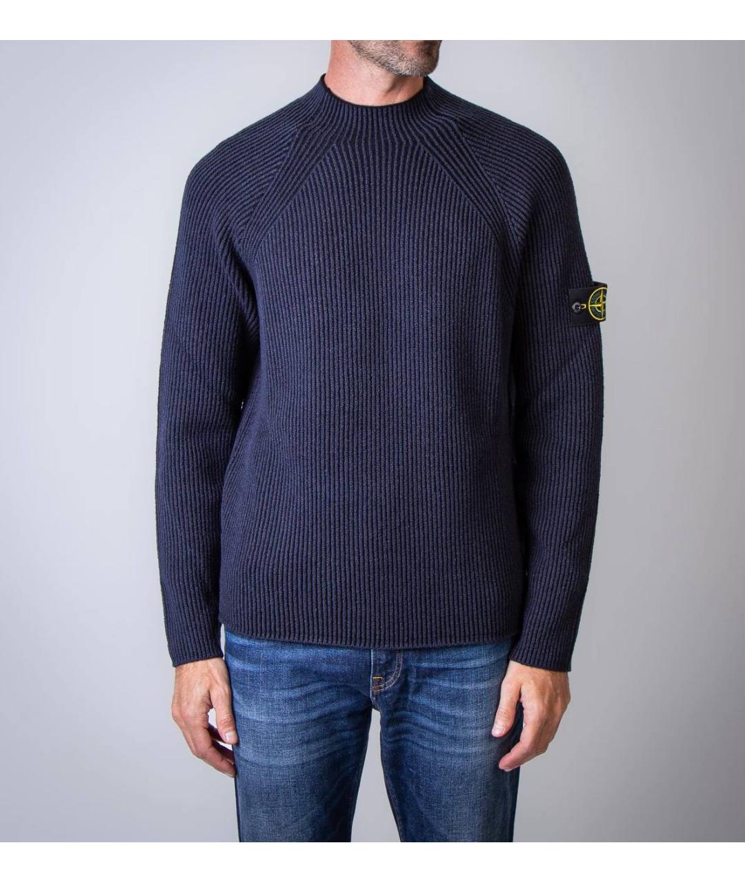 STONE ISLAND Темно-синий шерстяной джемпер / свитер, фото 6