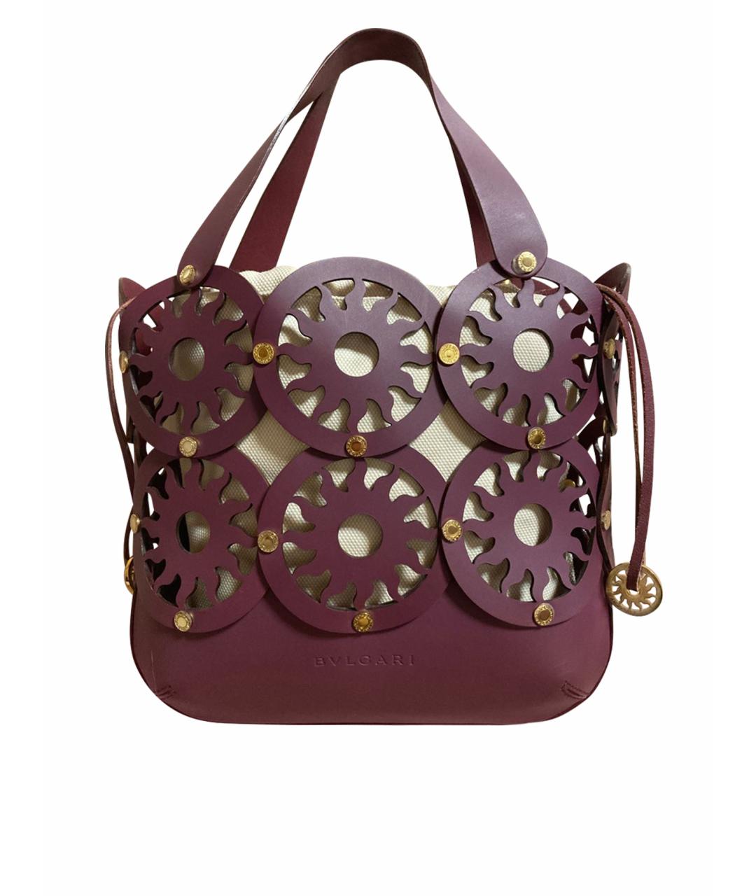 BVLGARI Бордовая кожаная сумка с короткими ручками, фото 1