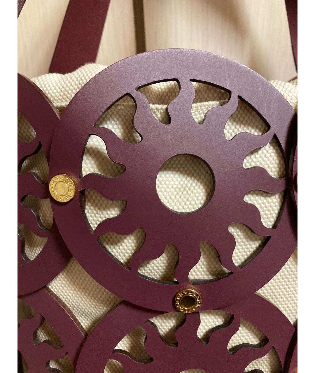 BVLGARI Бордовая кожаная сумка с короткими ручками, фото 5