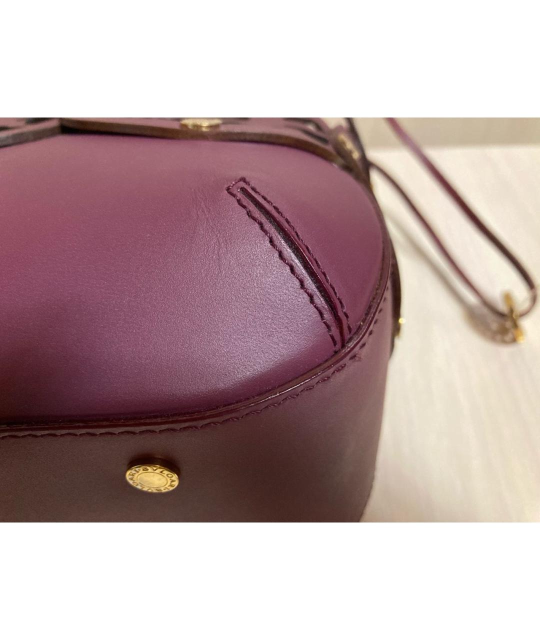 BVLGARI Бордовая кожаная сумка с короткими ручками, фото 4