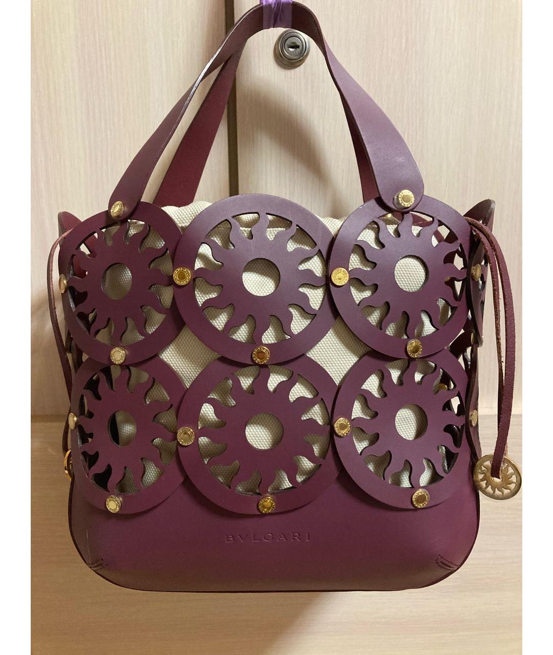 BVLGARI Бордовая кожаная сумка с короткими ручками, фото 7