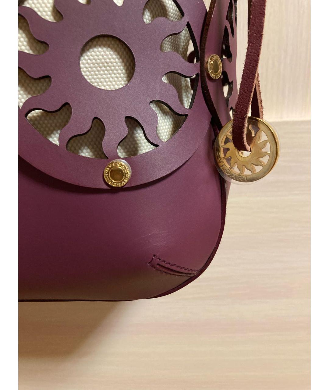 BVLGARI Бордовая кожаная сумка с короткими ручками, фото 6