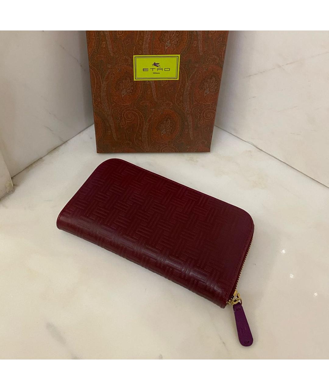 ETRO Бордовый кожаный кошелек, фото 4