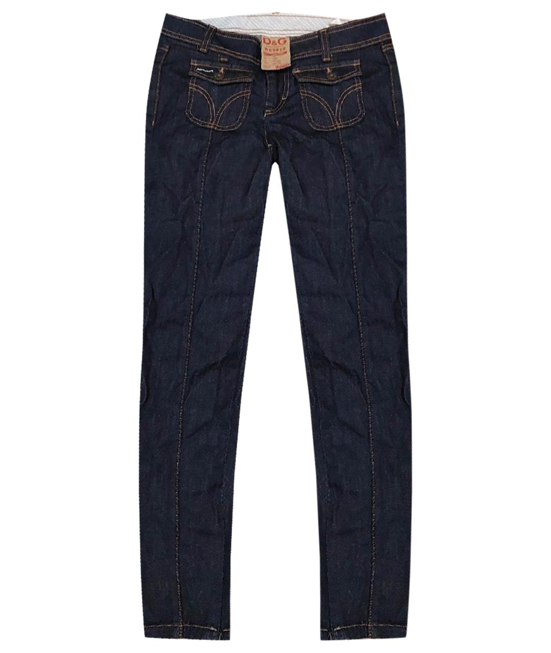 DOLCE&GABBANA Темно-синие хлопко-полиэстеровые джинсы слим, фото 1