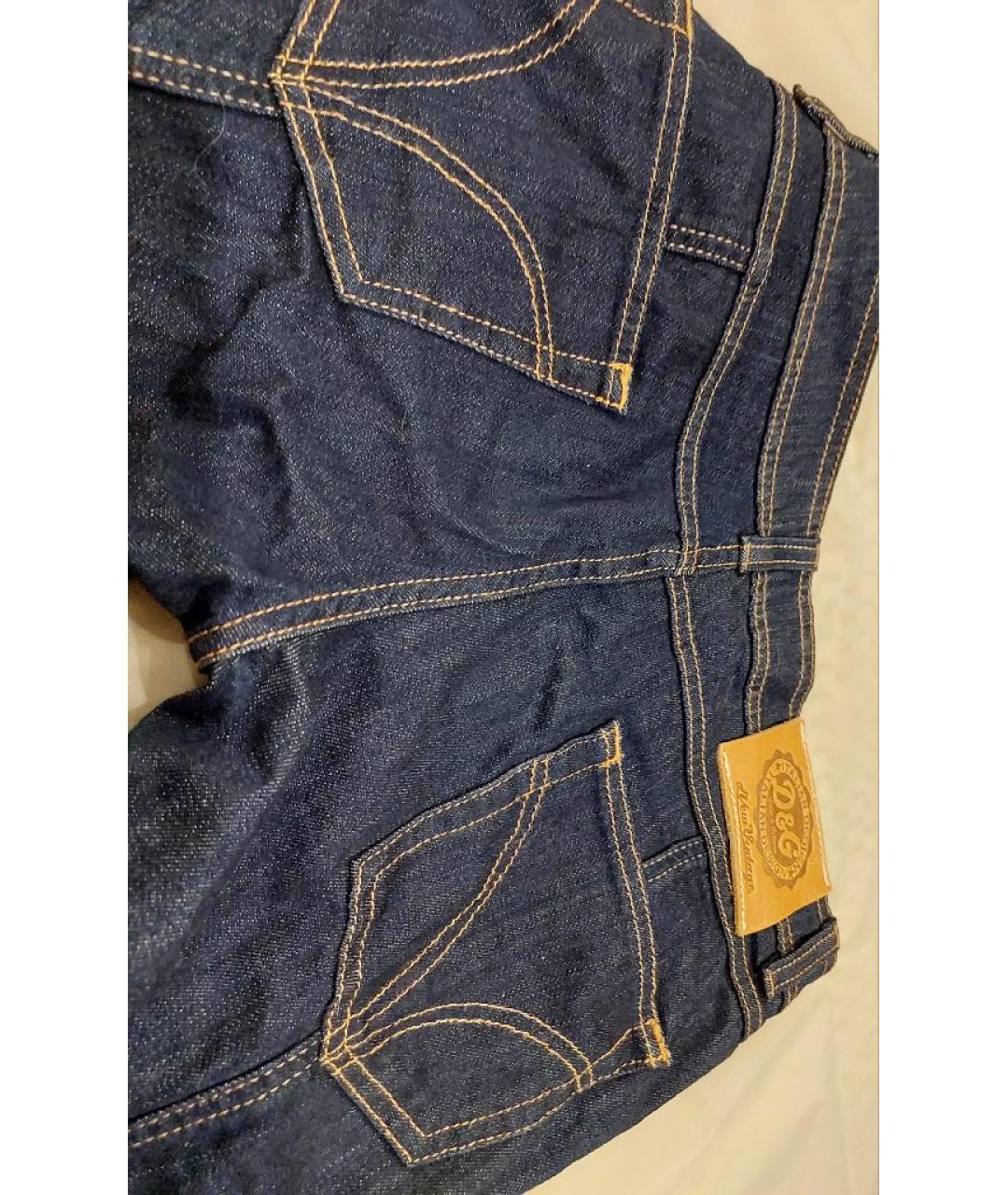 DOLCE&GABBANA Темно-синие хлопко-полиэстеровые джинсы слим, фото 2