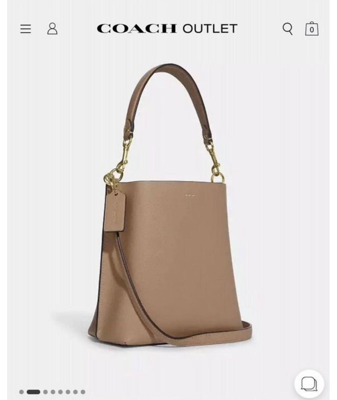 COACH Бежевая кожаная сумка через плечо, фото 2