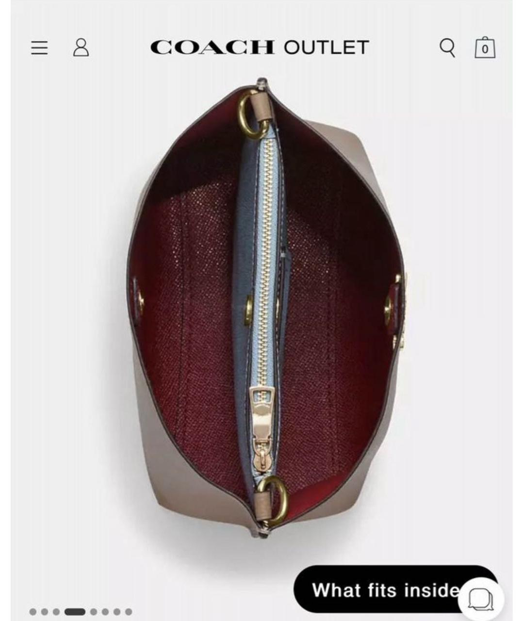 COACH Бежевая кожаная сумка через плечо, фото 4