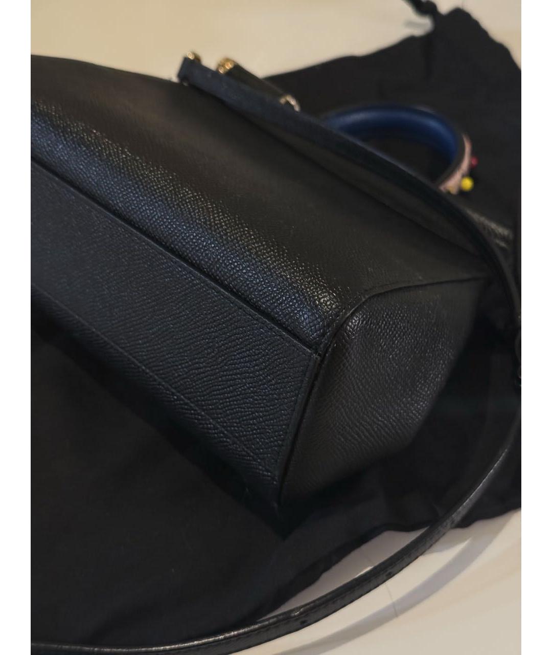 DOLCE&GABBANA Черная кожаная сумка через плечо, фото 7