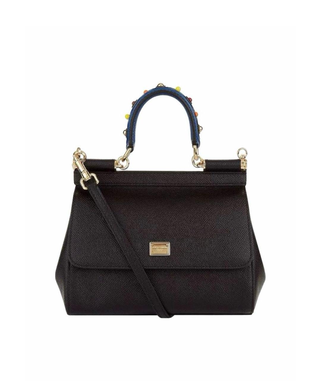 DOLCE&GABBANA Черная кожаная сумка через плечо, фото 8