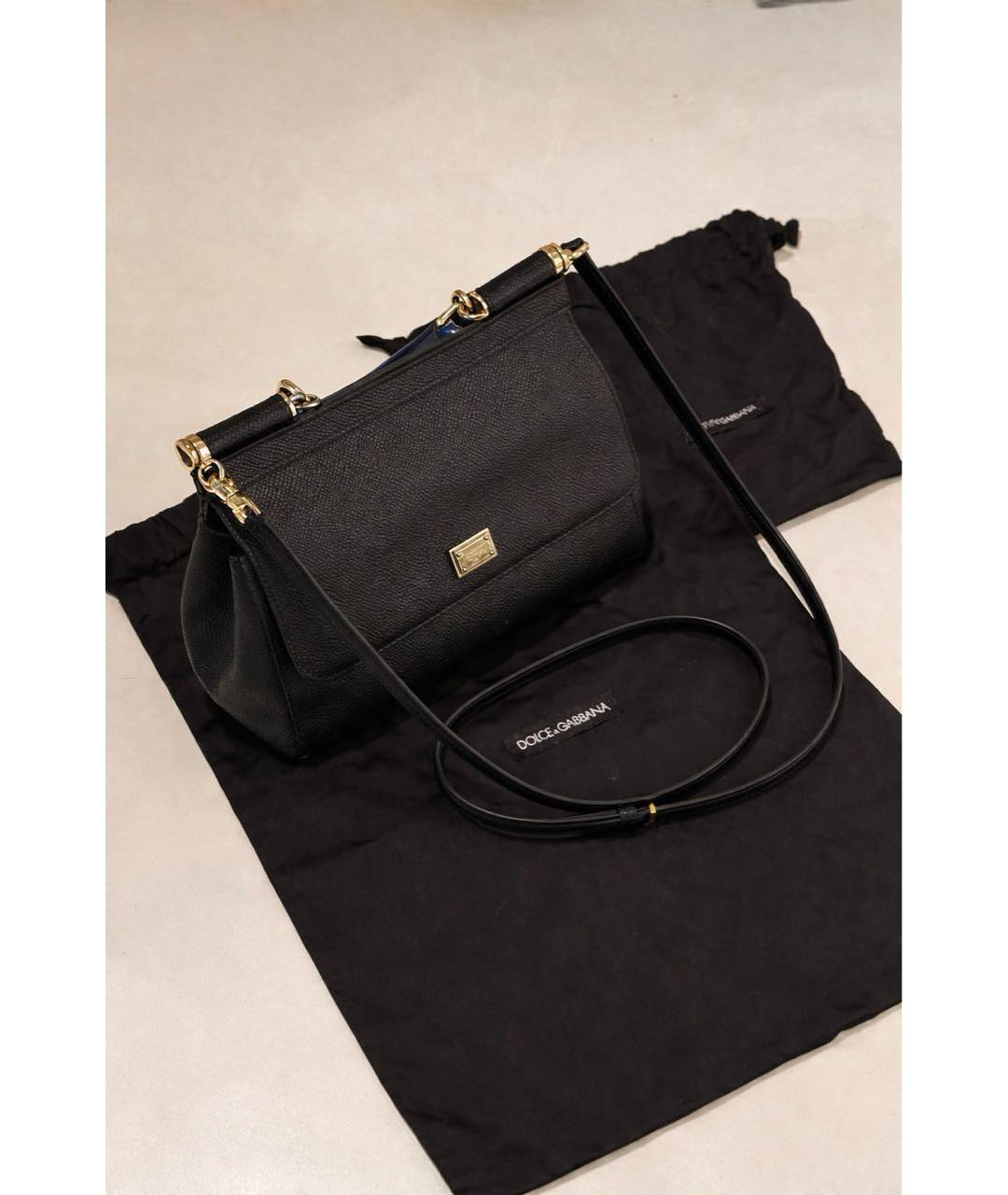 DOLCE&GABBANA Черная кожаная сумка через плечо, фото 2