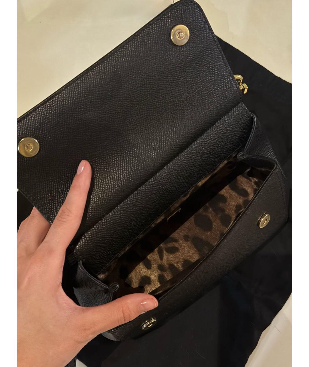 DOLCE&GABBANA Черная кожаная сумка через плечо, фото 6