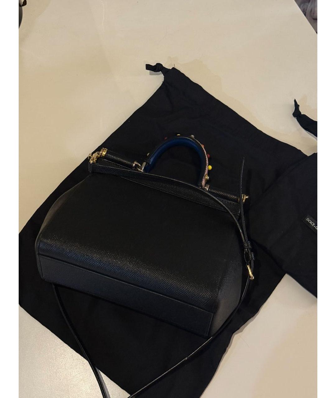 DOLCE&GABBANA Черная кожаная сумка через плечо, фото 3