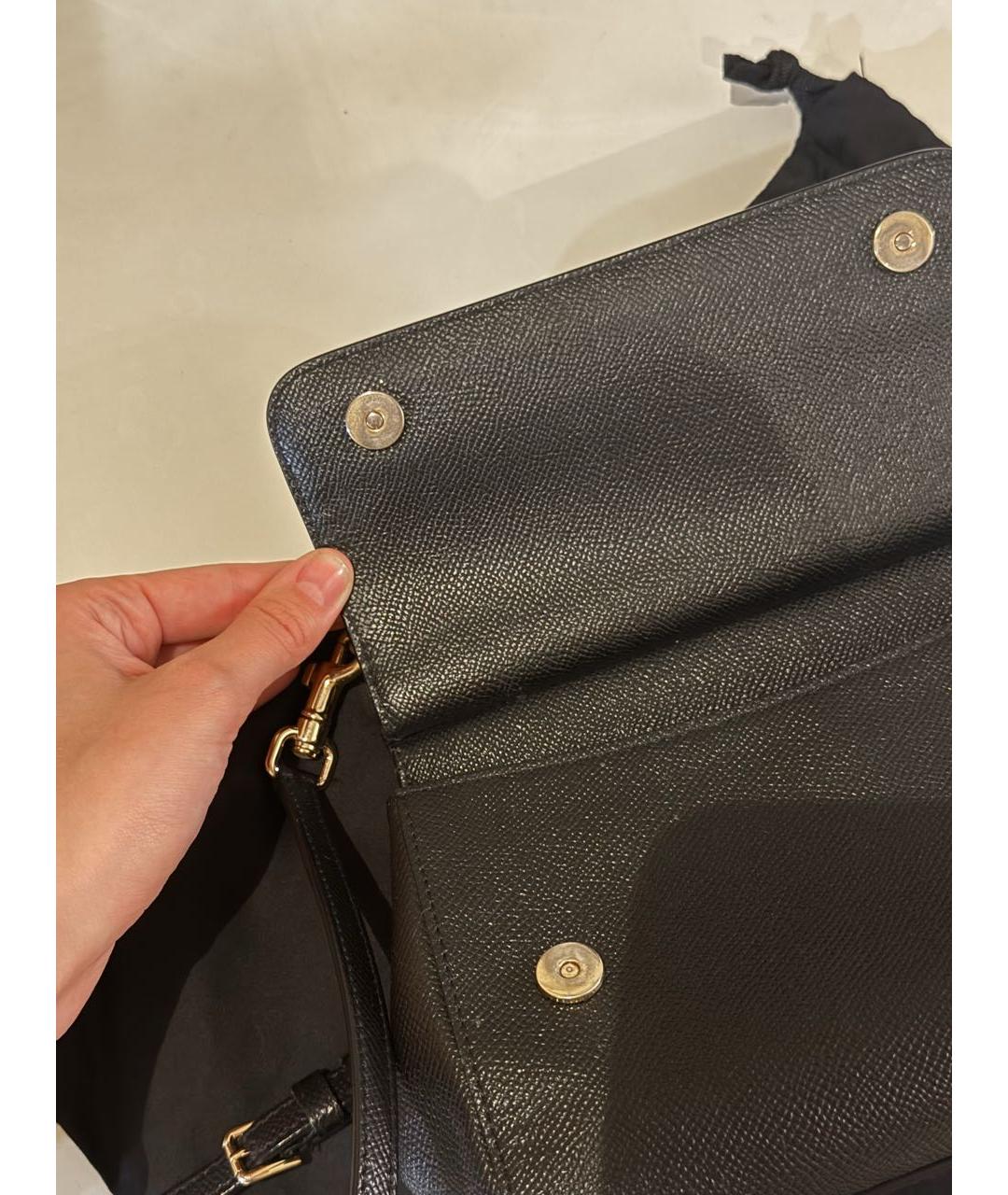 DOLCE&GABBANA Черная кожаная сумка через плечо, фото 5