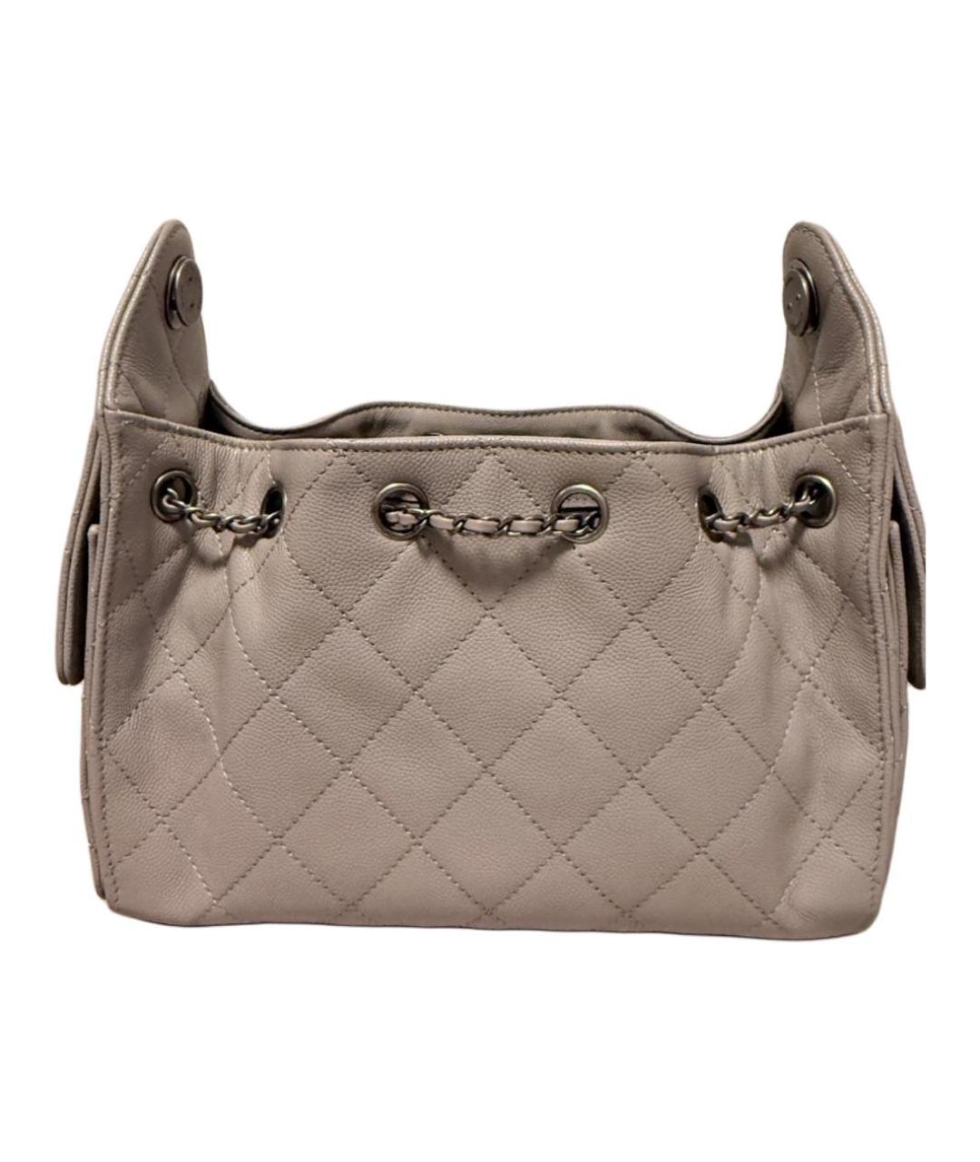 CHANEL Серая кожаная сумка через плечо, фото 5