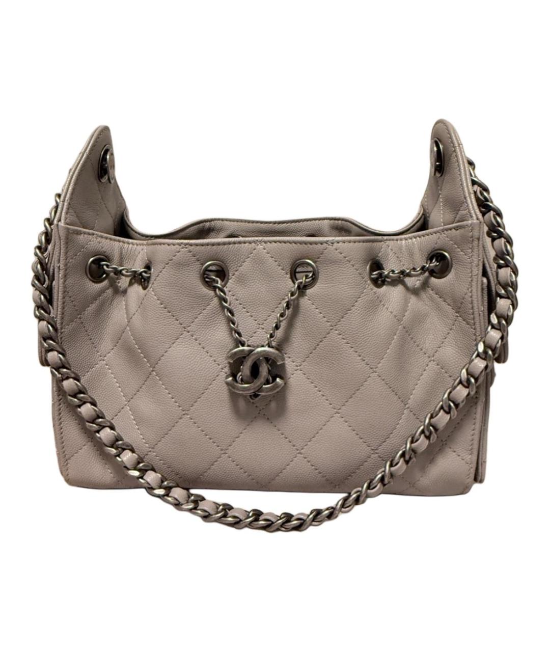 CHANEL Серая кожаная сумка через плечо, фото 2
