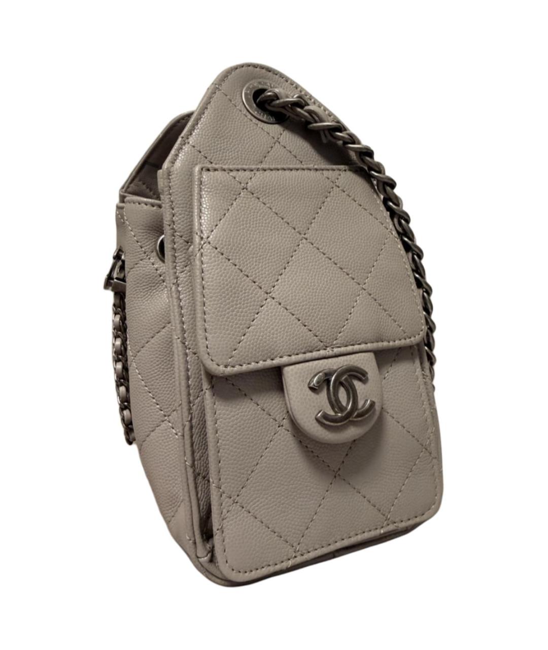 CHANEL Серая кожаная сумка через плечо, фото 4
