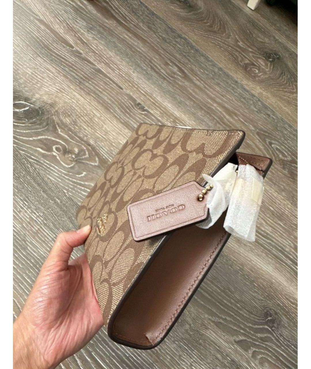 COACH Коричневая кожаная сумка через плечо, фото 2