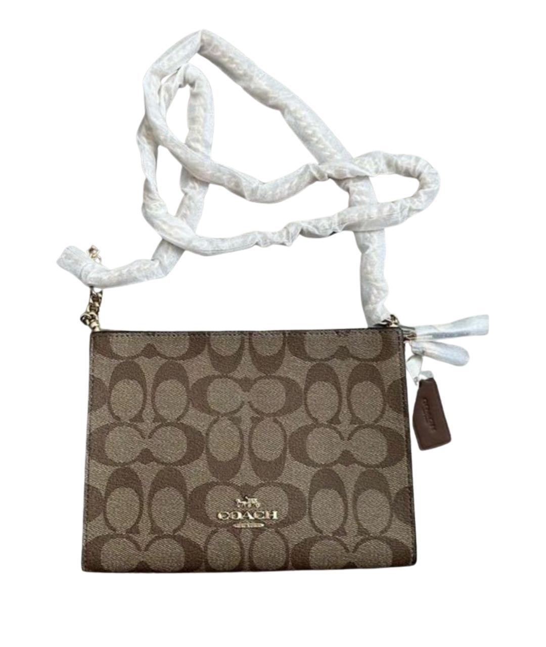 COACH Коричневая кожаная сумка через плечо, фото 1