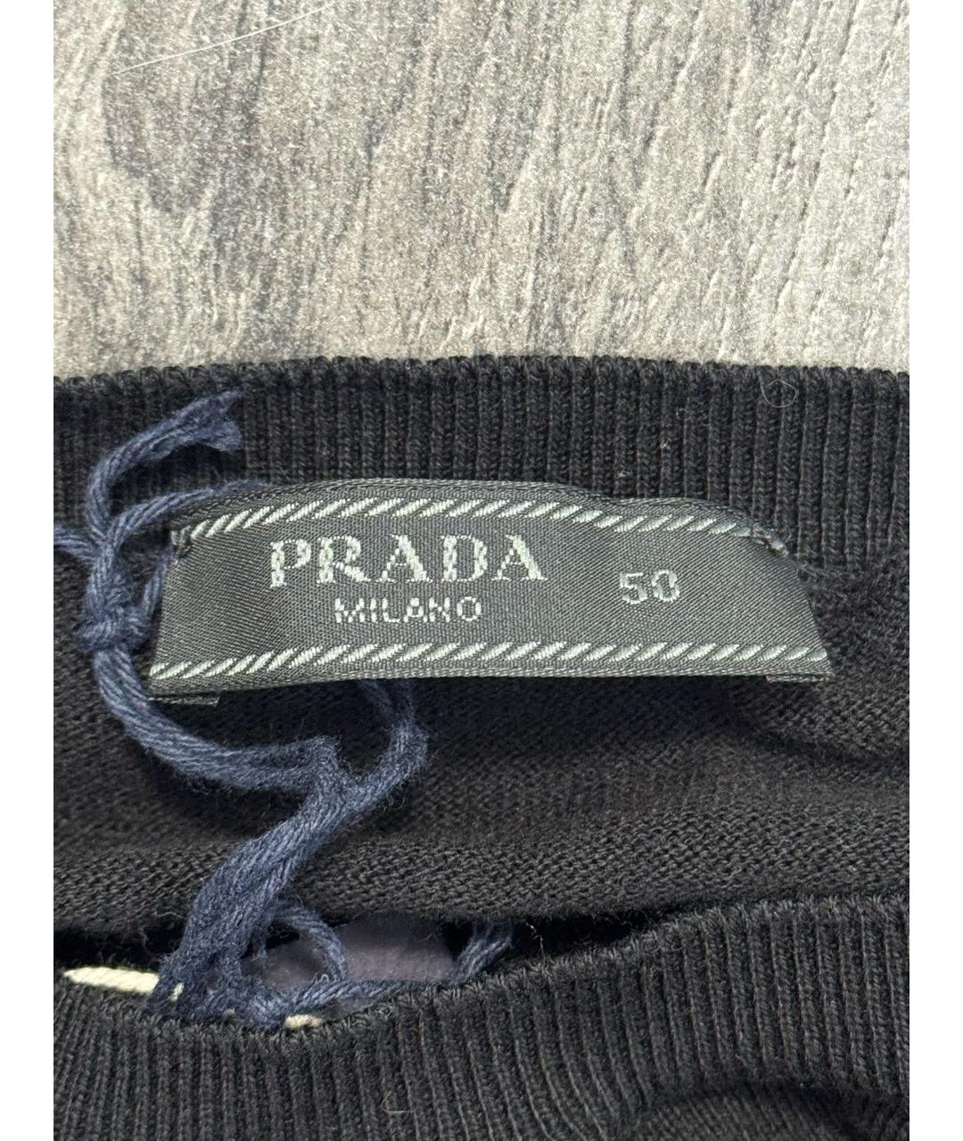 PRADA Черный хлопковый джемпер / свитер, фото 5