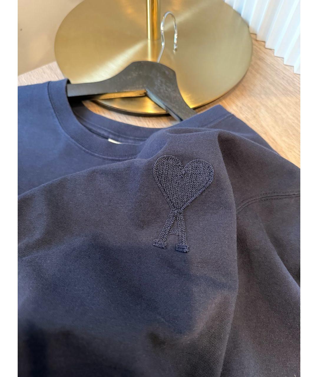 Ami Paris Темно-синяя хлопковая футболка, фото 8