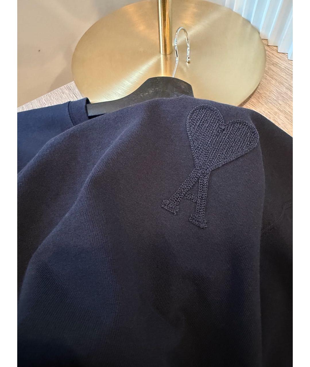 Ami Paris Темно-синяя хлопковая футболка, фото 4