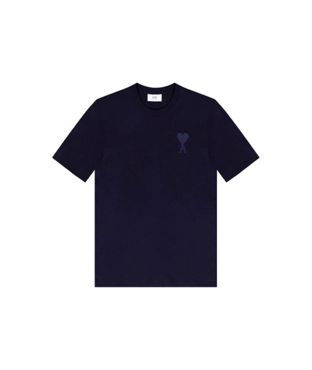 Ami Paris Темно-синяя хлопковая футболка, фото 9