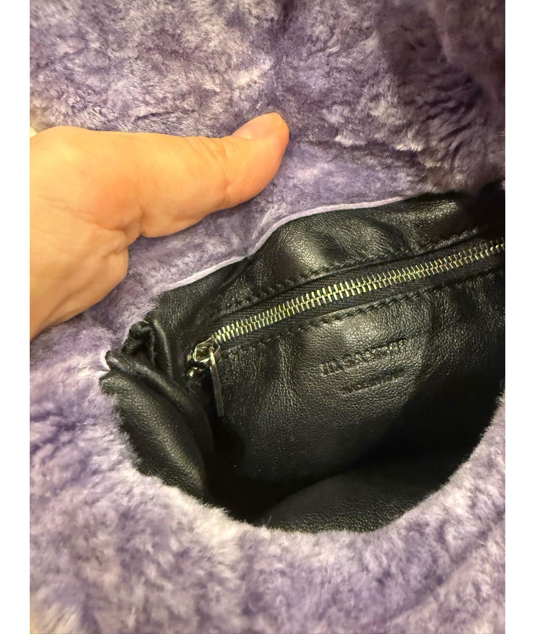JIL SANDER Фиолетовая меховая сумка с короткими ручками, фото 4