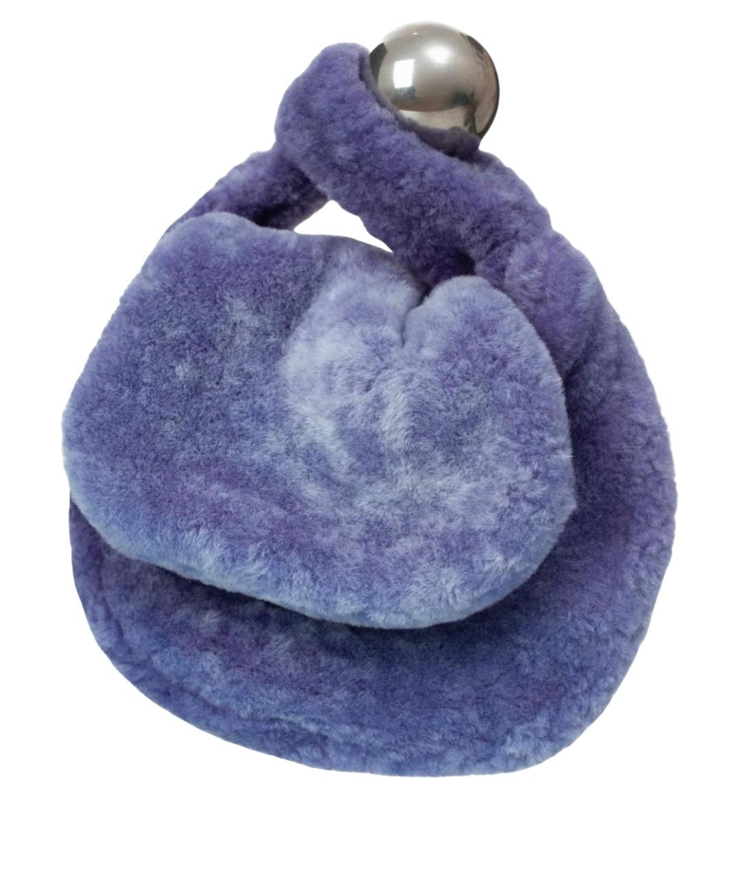 JIL SANDER Фиолетовая меховая сумка с короткими ручками, фото 1