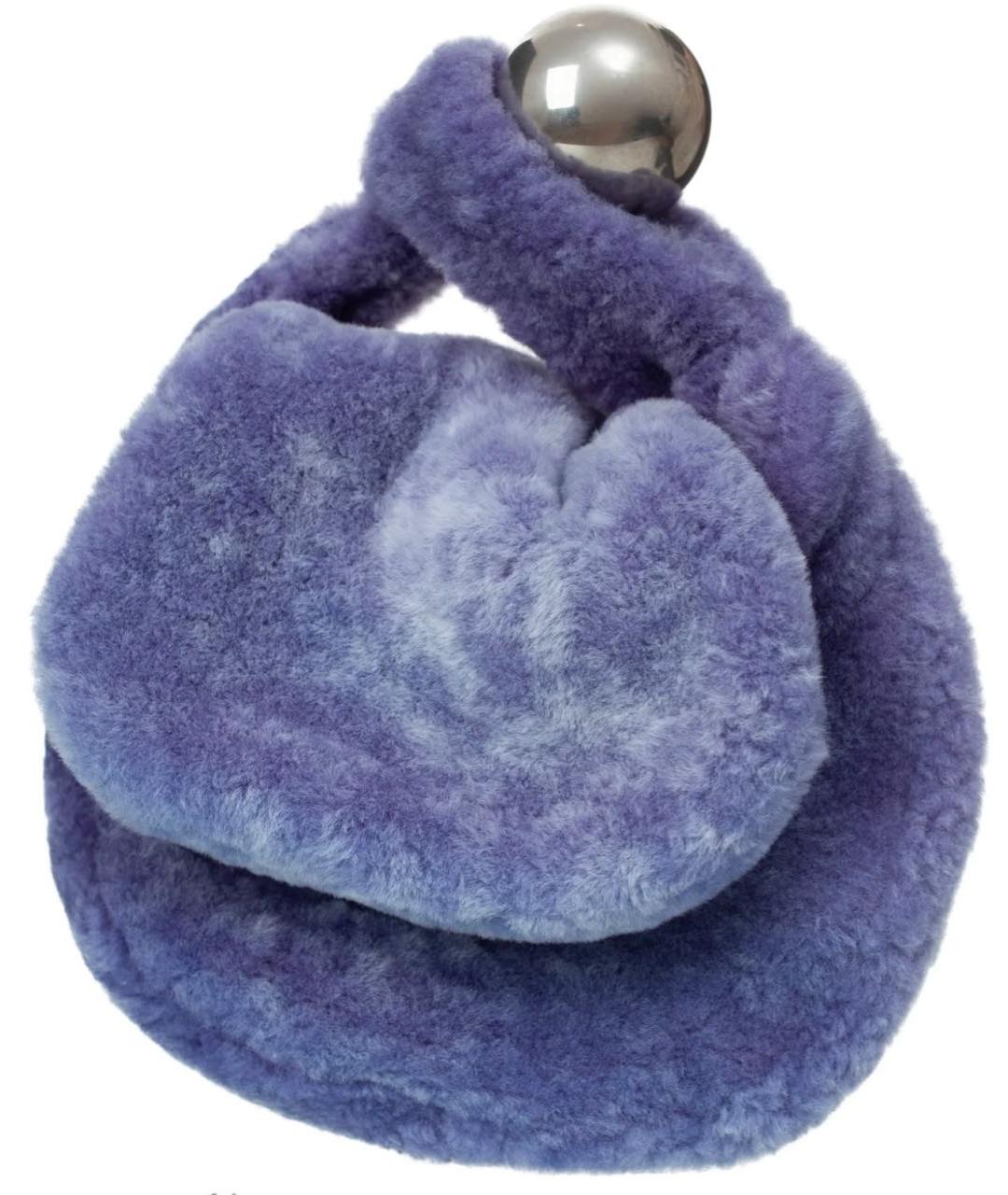 JIL SANDER Фиолетовая меховая сумка с короткими ручками, фото 5