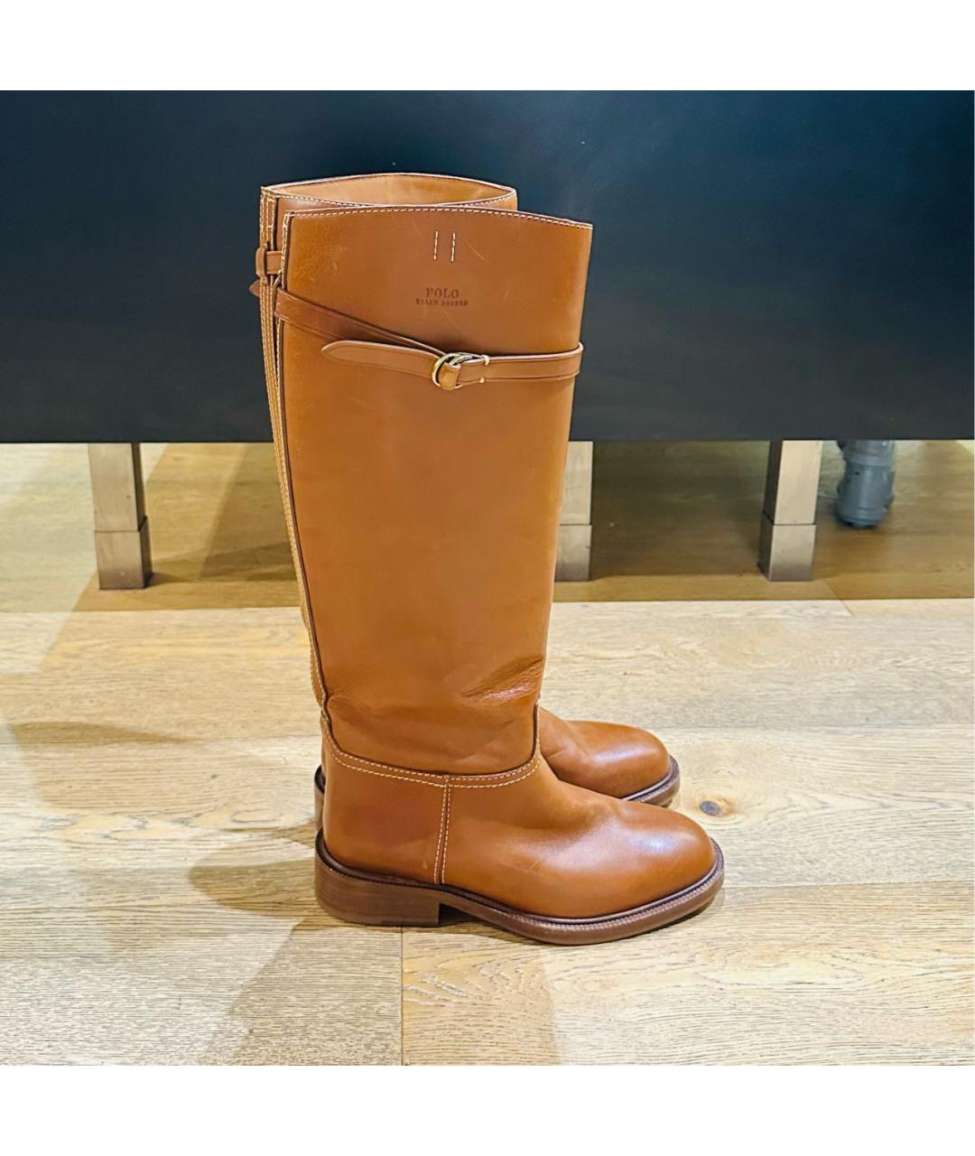POLO RALPH LAUREN Коричневые кожаные сапоги, фото 7
