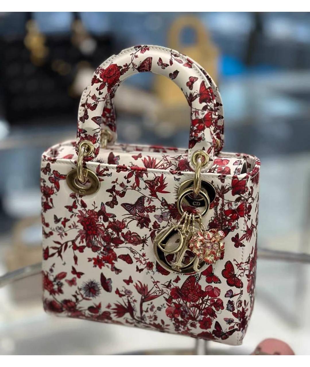 CHRISTIAN DIOR Белая кожаная сумка с короткими ручками, фото 2