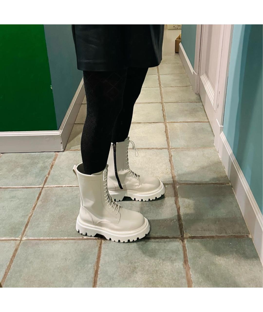 CASADEI Белые кожаные ботинки, фото 5