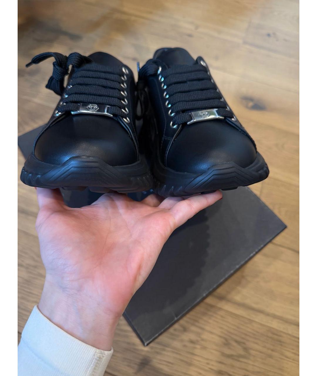 PHILIPP PLEIN Черные кожаные кеды, фото 4