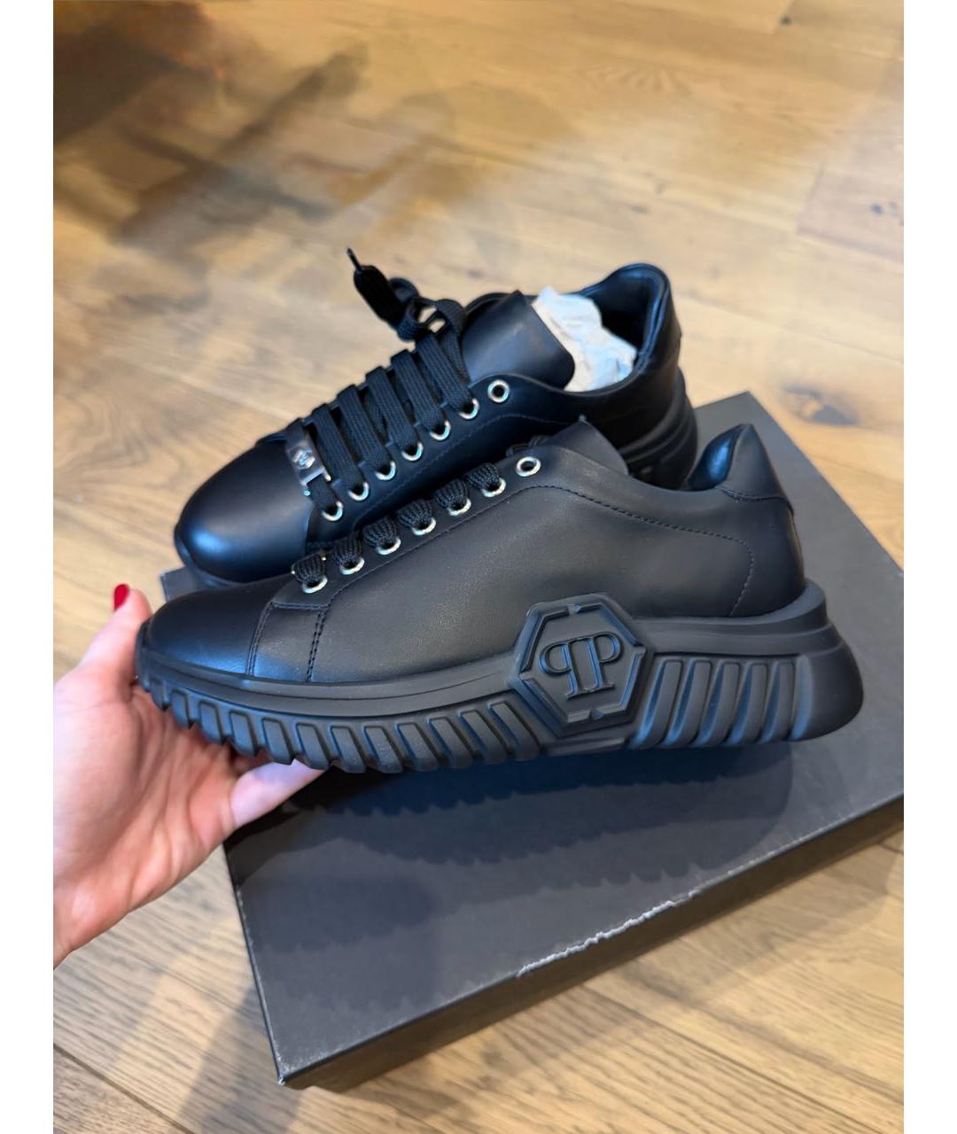 PHILIPP PLEIN Черные кожаные кеды, фото 6