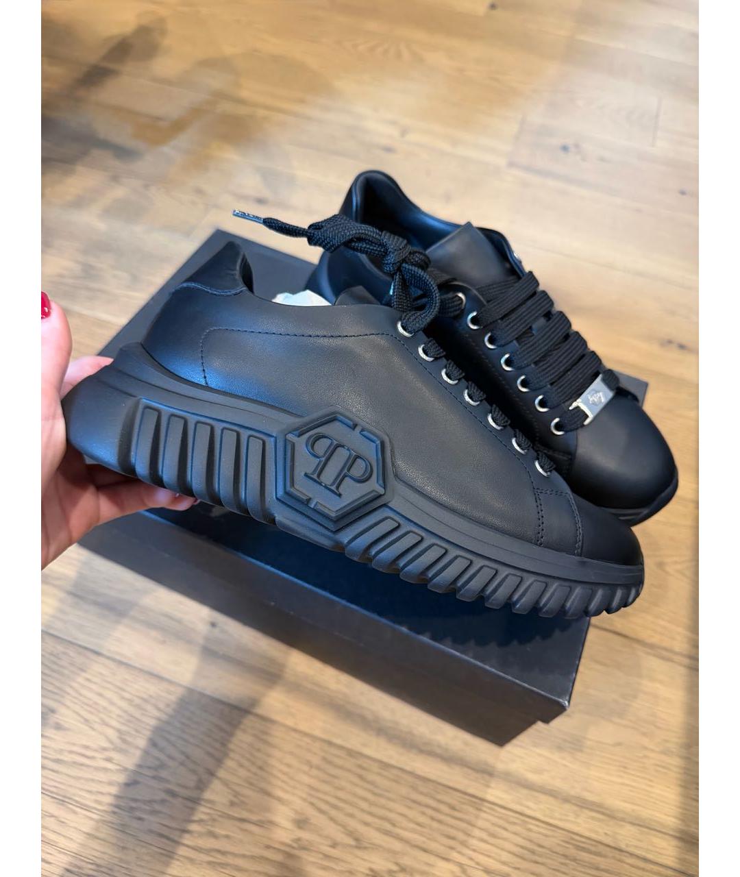 PHILIPP PLEIN Черные кожаные кеды, фото 5