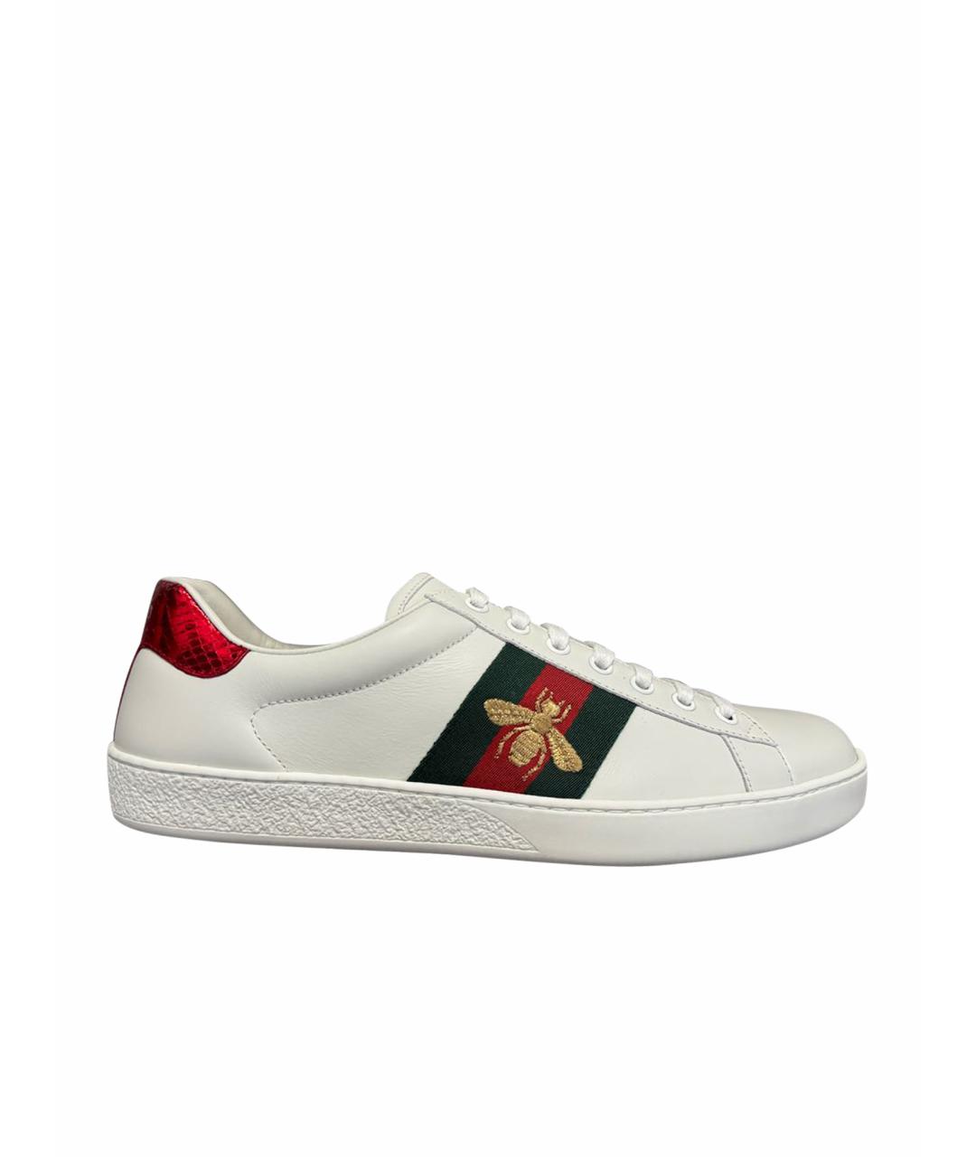 GUCCI Белые кожаные низкие кроссовки / кеды, фото 1