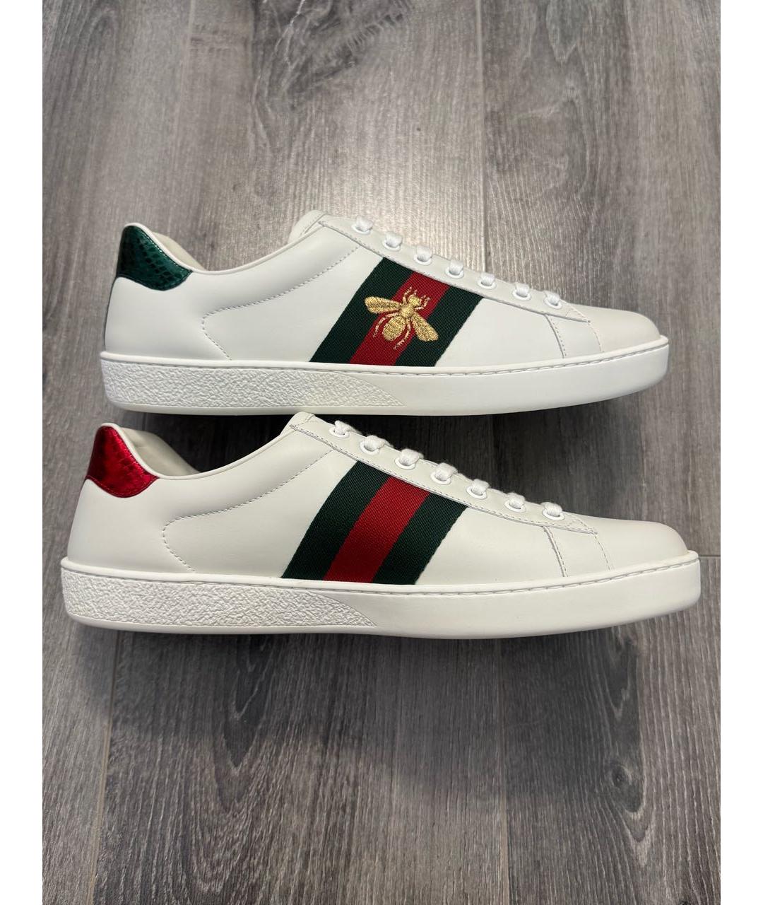 GUCCI Белые кожаные низкие кроссовки / кеды, фото 6