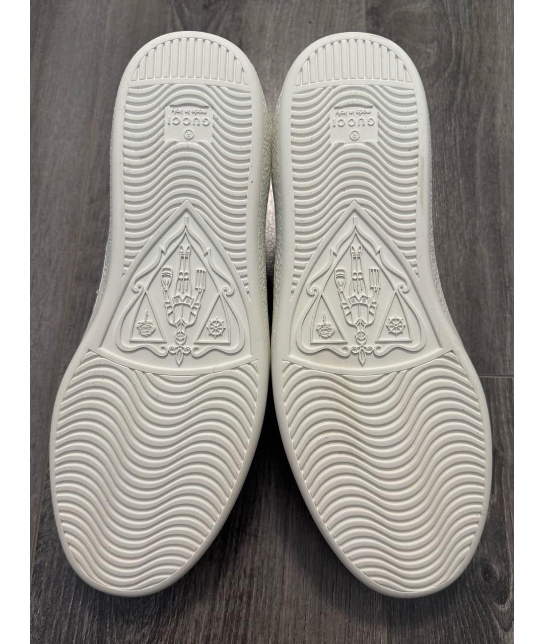 GUCCI Белые кожаные низкие кроссовки / кеды, фото 8