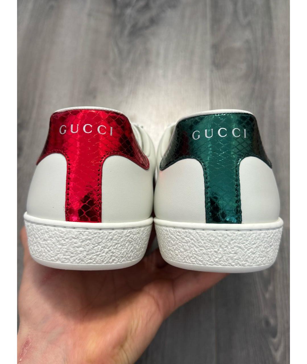 GUCCI Белые кожаные низкие кроссовки / кеды, фото 5