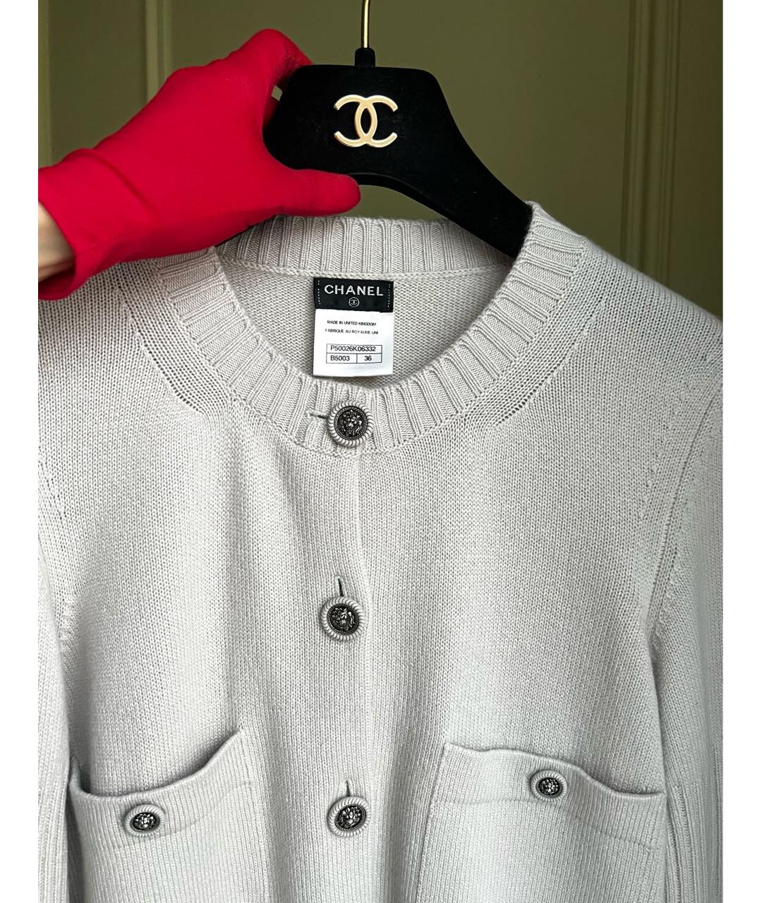 CHANEL Серый кашемировый кардиган, фото 3