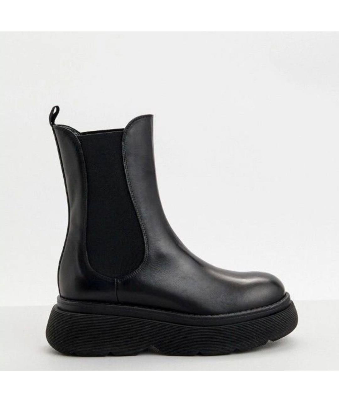 WEEKEND MAX MARA Черные кожаные сапоги, фото 9