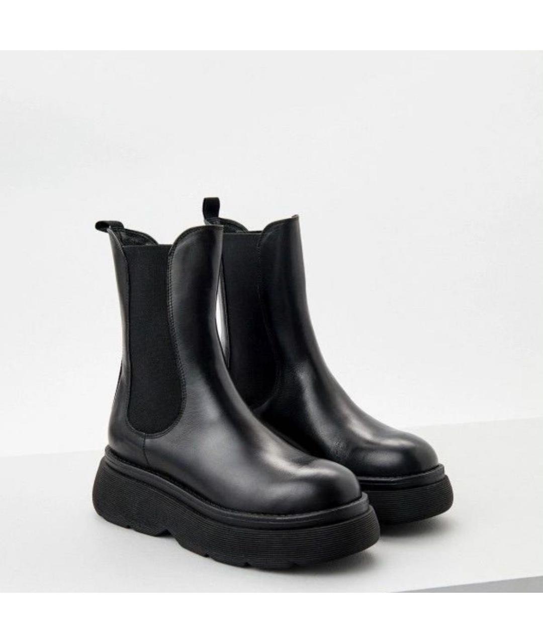 WEEKEND MAX MARA Черные кожаные сапоги, фото 2