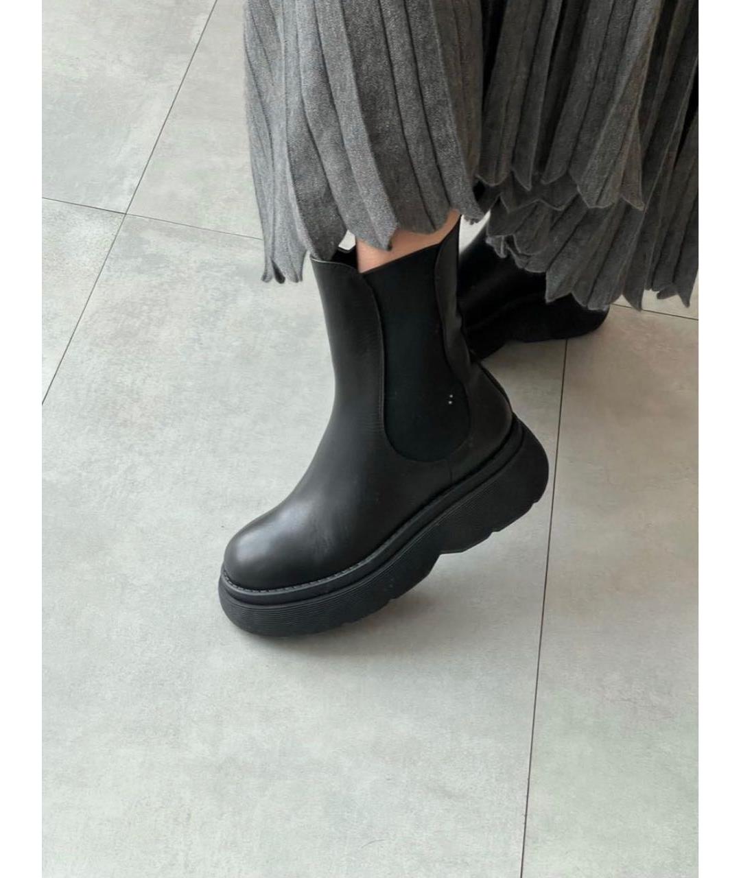 WEEKEND MAX MARA Черные кожаные сапоги, фото 8