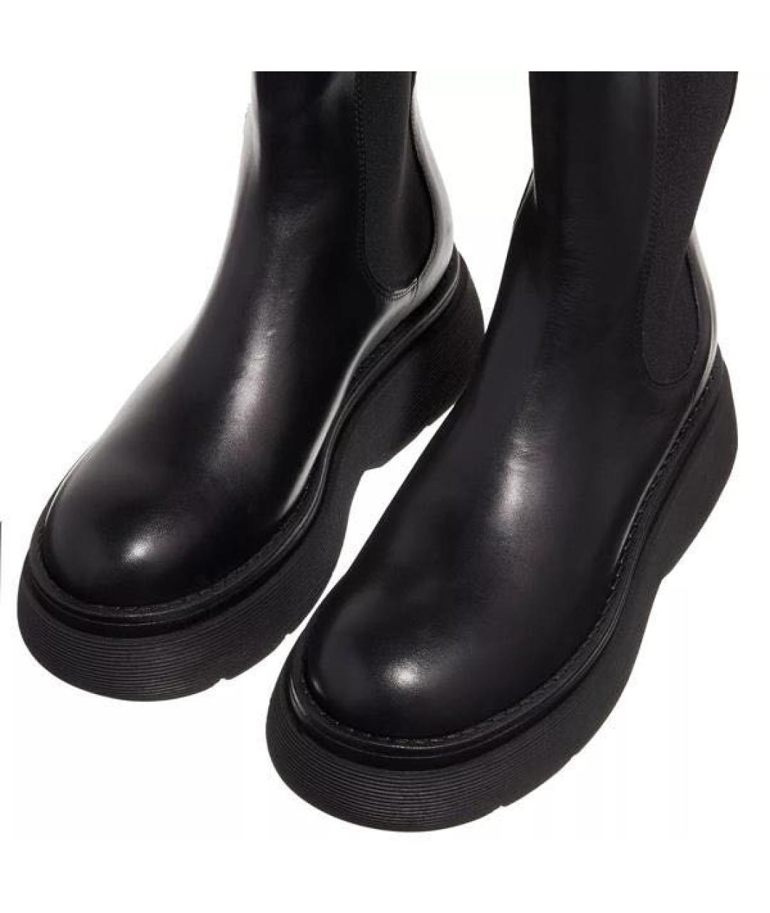 WEEKEND MAX MARA Черные кожаные сапоги, фото 3