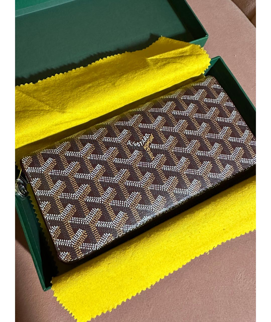 GOYARD Бордовый кожаный кошелек, фото 3