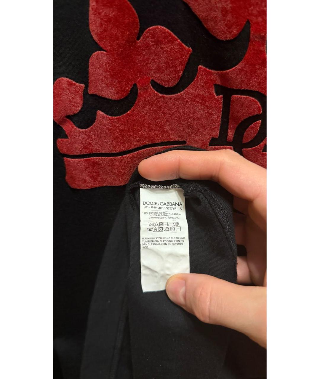 DOLCE&GABBANA Черная хлопковая футболка, фото 4