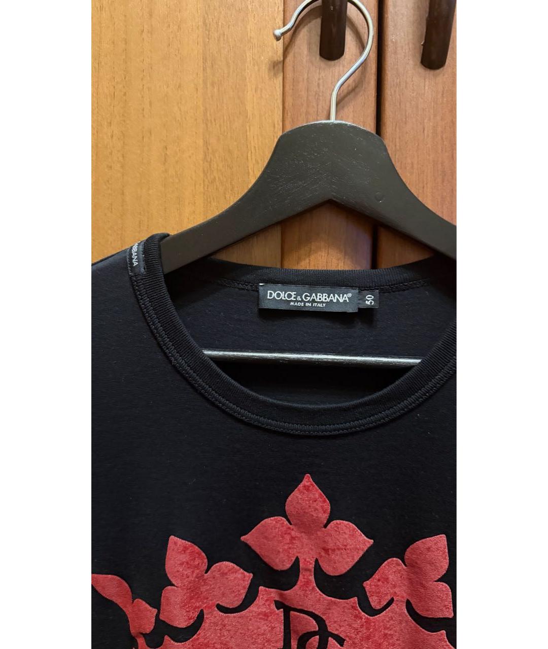 DOLCE&GABBANA Черная хлопковая футболка, фото 5