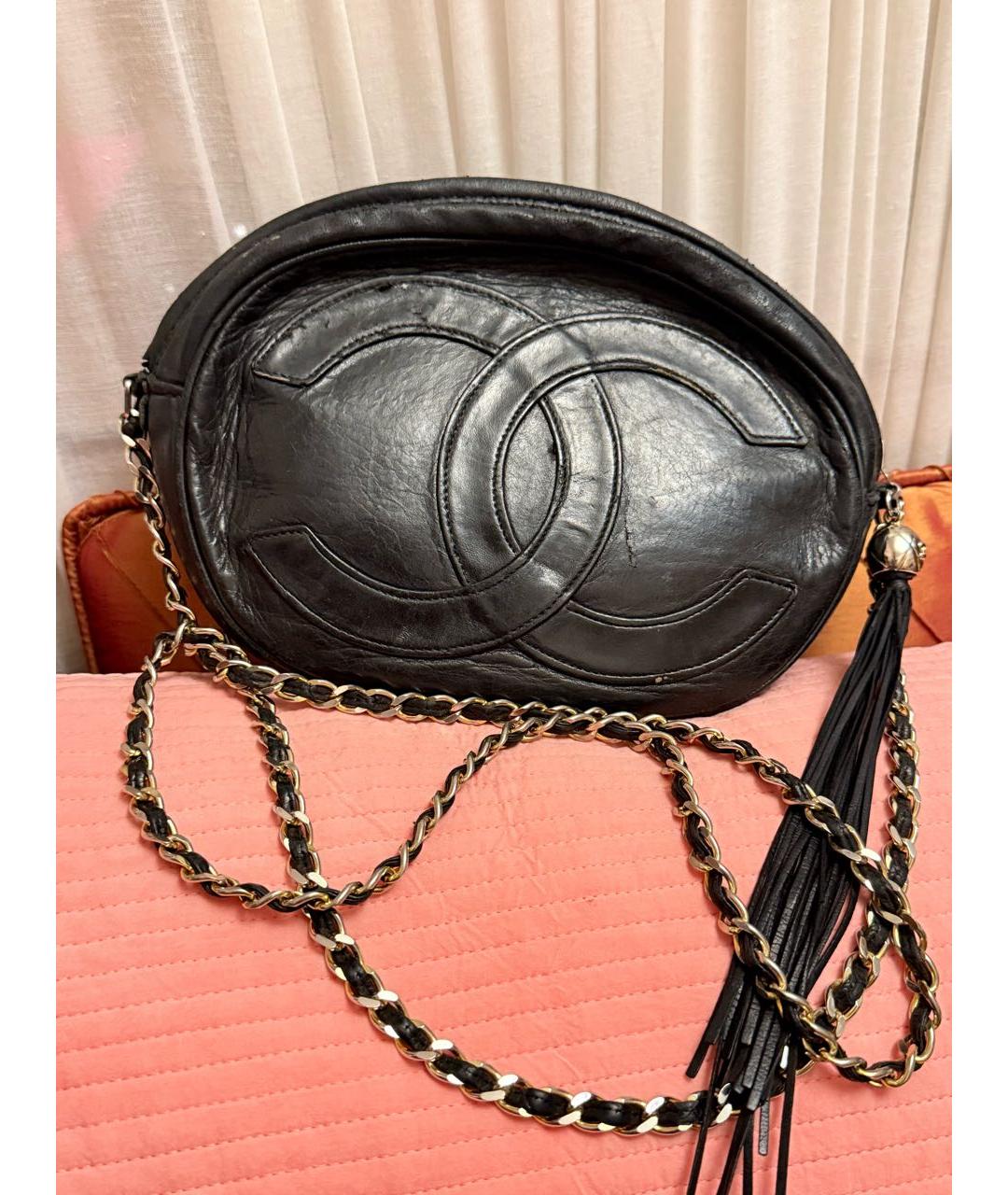 CHANEL Черная кожаная сумка через плечо, фото 4